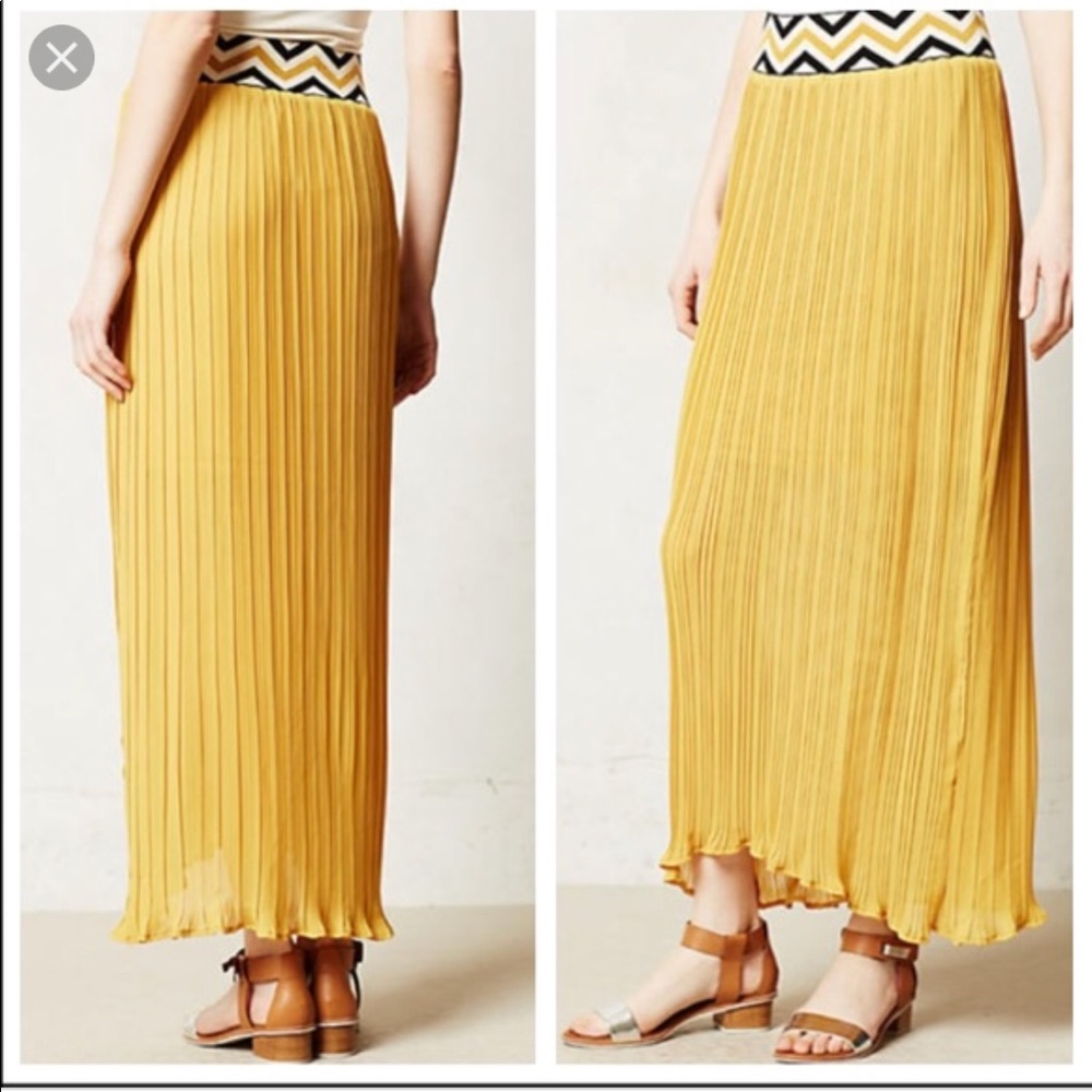 Anthropologie yellow maxi skirt